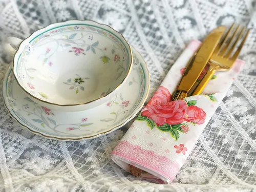 Miniatura 3 de WallyE - Servilletas con estampado floral y rosa, rosa roja, papel decoupage para despedida de soltera, fiesta de té, cumpleaños o boda, paquete