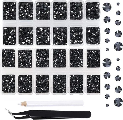 Miniatura 70 de Massive Beads 7800 vasos de hierro termoadhesivos con parte trasera plana, 5 tamaños, diamantes de imitación para hacer proyectos de bricolaje