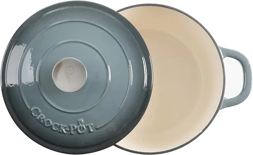 Miniatura 4 de Crock Pot olla para horno holandés de hierro fundido artesanal de 7 cuartos de galón, Gris (slate gray)