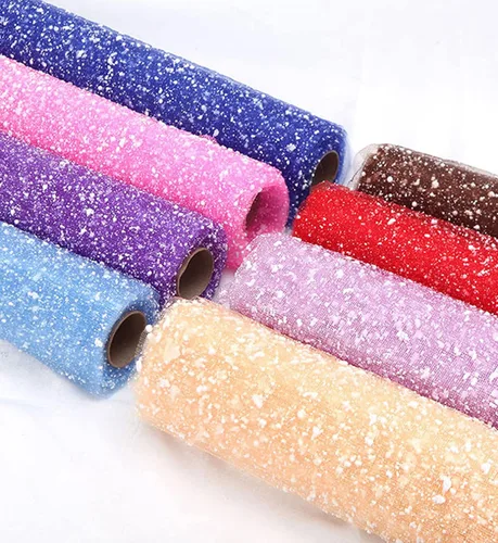 Miniatura 3 de Papel de Regalo de Flores de 19.7 pulgadas x 4 yardas, Malla de Hilo de Red con Puntos de Nieve para Empaque de Ramos de Florista para Fiestas DIY