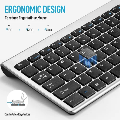 Miniatura 7 de Combo de teclado y ratón inalámbricos, conjunto de teclado y ratón inalámbricos compacto y silencioso 2.4G, diseño ultradelgado y elegante