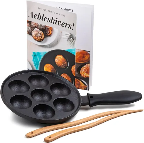 Miniatura 7 de Upstreet Sartén Aebleskiver de hierro fundido/Sartén Ebelskiver/Ideal para sartén poffertjes (19 agujeros)