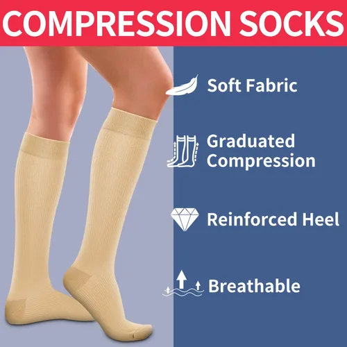Miniatura 50 de Laite Hebe 4 pares de calcetines de compresión para mujeres y hombres, el mejor apoyo para enfermeras, correr, atletismo