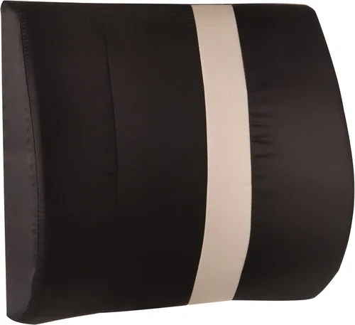 HealthSmart Almohada de apoyo lumbar, almohada de espalda, almohada para silla de oficina con inserto y correa, color negro con rayas tostadas, 14 x