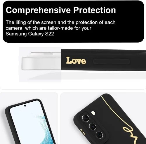 Miniatura 3 de Funda para Samsung Galaxy S22, Diseño Gráfico de Carta de Amor con Lindo Chapado en la Parte Trasera con Protección de Cubierta de Cámaras con Lente