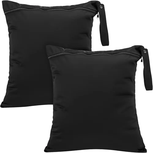 Shappy 2 piezas de bolsa grande de lavandería para viajes, lavable, impermeable, para ropa sucia húmeda y seca, para baño y ejercicio (negro sólido)