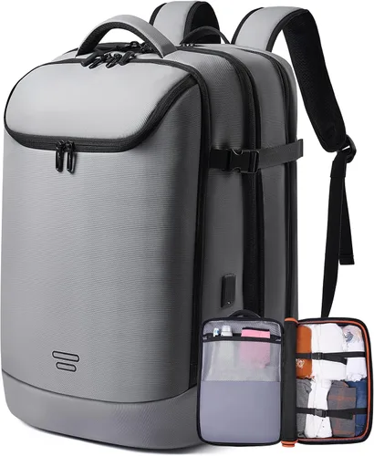 Miniatura 18 de TANGCORLE Mochila de viaje expandible aprobada para vuelos, mochila de 17.3 pulgadas para laptop de negocios para mujeres y hombres