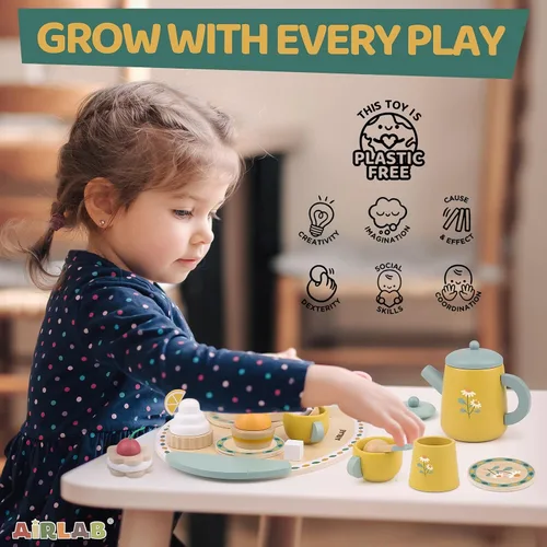 Miniatura 5 de Juegos de té para niños pequeños de 3 a 5 años, regalo de cumpleaños para niñas, princesa de 3 años, fiesta de madera, juguetes de alimentos