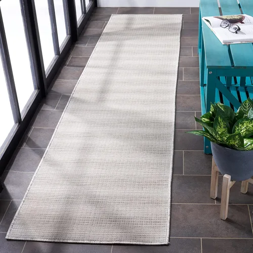Miniatura 3 de SAFAVIEH Hampton Collection - Alfombra lavable para exteriores de 2 x 9 pies, color marfil y gris, no desprende pelusa y fácil de limpiar, ideal