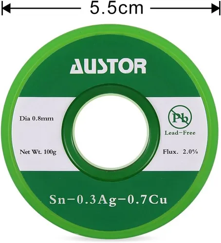 Miniatura 4 de AUSTOR - Hilo de soldadura sin plomo de 0.8 mm con núcleo de colofonia, 100 g