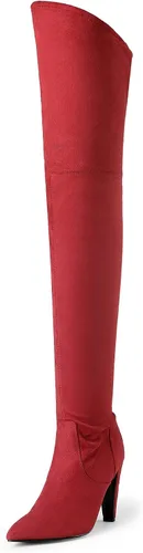 DREAM PAIRS Botas altas hasta el muslo para mujer, tacones por encima de la rodilla, botas largas y sexys con punta puntiaguda