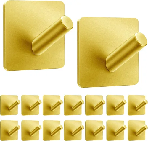 Miniatura 11 de xdgeLoad Ganchos para toallas de baño, 4 unidades, ganchos de pared resistentes para baños, abrigos, batas, cocina, ganchos autoadhesivos sin Negro