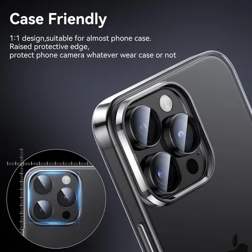 Miniatura 5 de WSKEN Protector de lente de cámara para iPhone 15 Pro/iPhone 15 Pro Max, [Mantén el disparo original] Protector de pantalla de cámara de vidrio