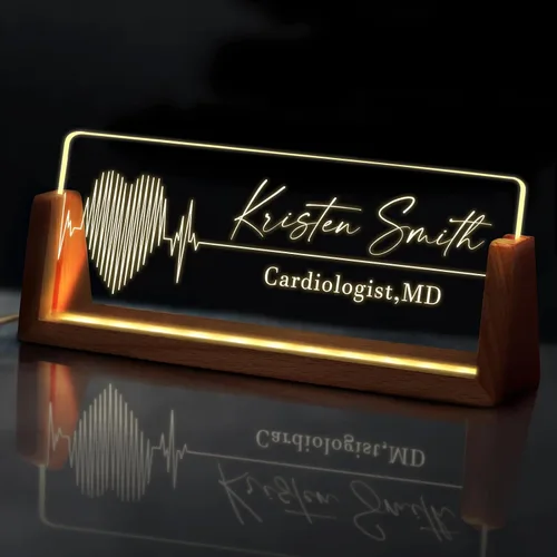 Miniatura 10 de Placa de nombre personalizada con luz para escritorio, placa de nombre personalizada para escritorio con logotipo, regalo de apreciación