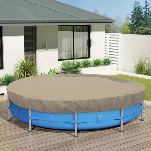 Miniatura 20 de ECOOPTS Cubierta redonda impermeable de poliéster para piscinas sobre el suelo, protector de cubierta de piscina de invierno (6 pies, turquesa)