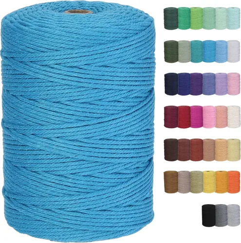 Miniatura 30 de Cuerda de macramé de algodón de 3 mm x 109 yardas, suministros de macramé de color natural, cuerda de algodón suave para colgar plantas, colgante
