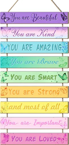 Miniatura 9 de Decoración de habitación infantil, juego de 9 piezas de arte de pared para habitación de niños, decoración motivacional de pared para colgar