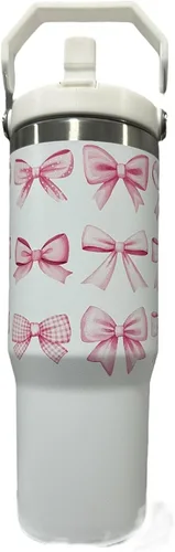 Miniatura 4 de Botella de agua de acero inoxidable de 40 oz taza Longhorn Bottle Bull Tumbler Cow Gift Western Water Bottle Cup (24oz Cream(90)-Longhorn (D35))
