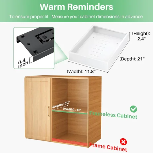 Miniatura 2 de Organizador de gabinete extraíble, 21 pulgadas de profundidad, 11.8 pulgadas de ancho, cajones deslizantes de extensión completa de servicio pesado