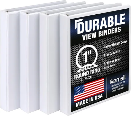 Miniatura 28 de Samsill Carpeta duradera de 0.5 pulgadas, fabricada en los Estados Unidos, carpeta transparente personalizable con anillos redondos, color negro