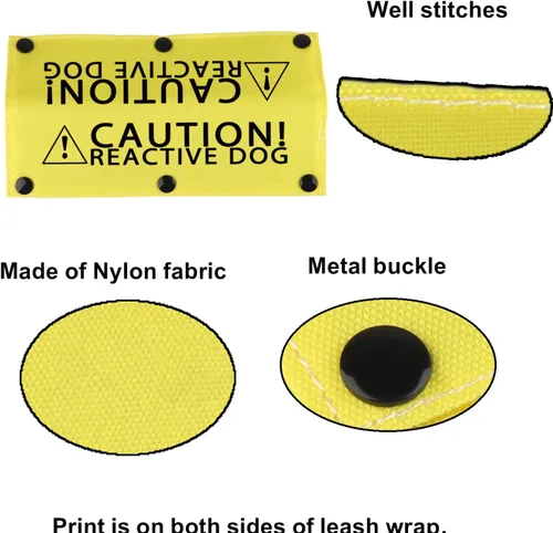 Miniatura 5 de BLUPARK Funny Dog Strap Sleeve - Precaution! Reactive Dog - Amarillo - Poliéster - 8.7 in x 2.4 in