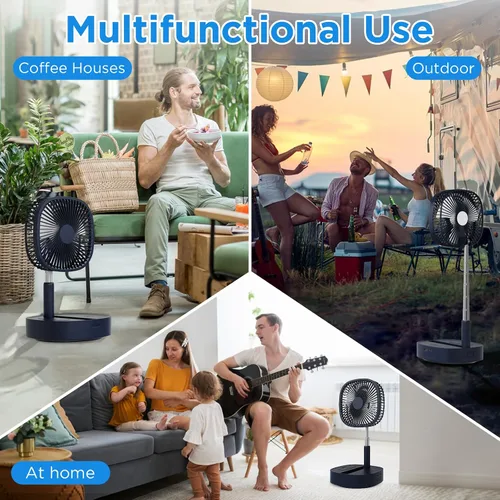 Miniatura 6 de Magesh Ventilador de pedestal oscilante portátil y remoto, rotación de 120°, ventilador plegable 3 en 1, ventilador de escritorio, antideslizante
