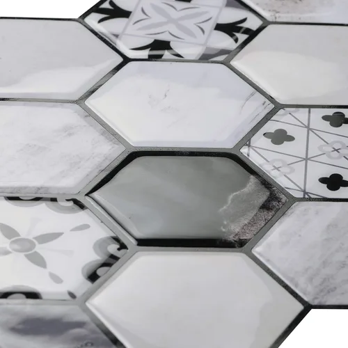 Miniatura 2 de MOSAICOWALL Azulejos autoadhesivos para salpicaduras (juego de 10 azulejos) (negro y blanco)