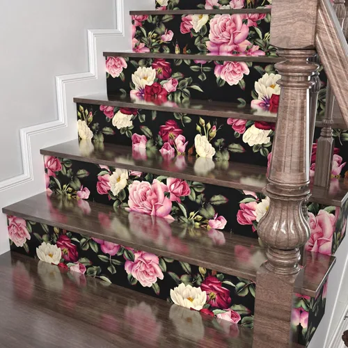 Miniatura 5 de Wallercity Papel Tapiz Floral Vintage Despegar y Pegar Papel Tapiz de Rosa Peonía Gabinetes Mesa Superior Papeles Tapiz Impermeable Removible