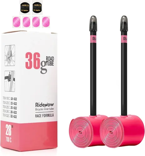 Miniatura 7 de Paquete de 2 tubos interiores Ridenow de TPU ultraligeros 700 x 18-32c/32-47c con válvulas Presta de 1.772 in/2.559 in/3.346 in para bicicleta
