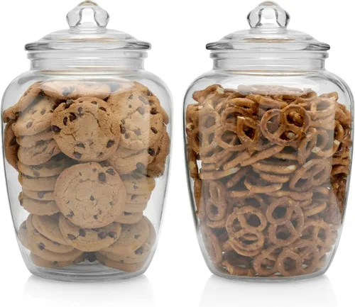 Tarros de vidrio con tapa hermética – Juego de 2 tarros grandes de boticario – Juego de 2 tarros de vidrio – Juego de recipientes para la cocina