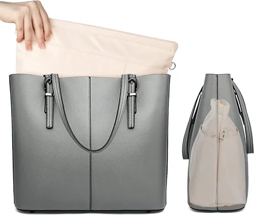 Miniatura 5 de Organizador de bolso de nailon, organizador de bolso, bolsa moldeadora en bolsa (beige, mediano)
