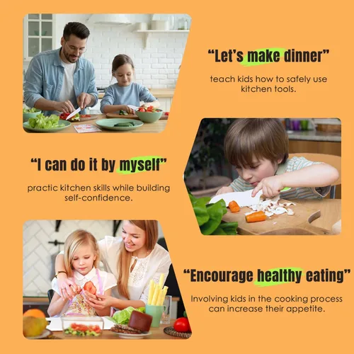 Miniatura 5 de Juegos de Cocina para Niños Reales, Juego de Cocina y Horneado para Niños con Estuche de Almacenamiento y Temporizador, Cuchillos Seguros