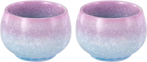 KAMMAK Juego de 2 tazas de té pequeñas de porcelana de 6.7 onzas, tazas de té japonesas de cerámica para el hogar, fiesta, oficina, juego de té