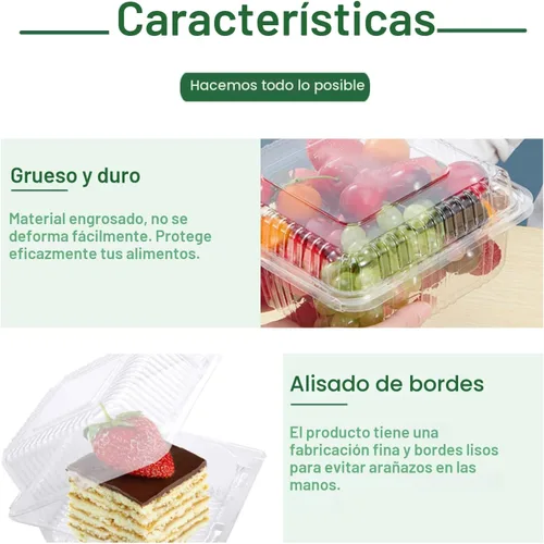 Miniatura 4 de Jizvxe Paquete de 100 Recipientes de Comida Cuadrados de Plástico Transparente con Bisagras, Recipientes de Plástico Desechables para Llevar