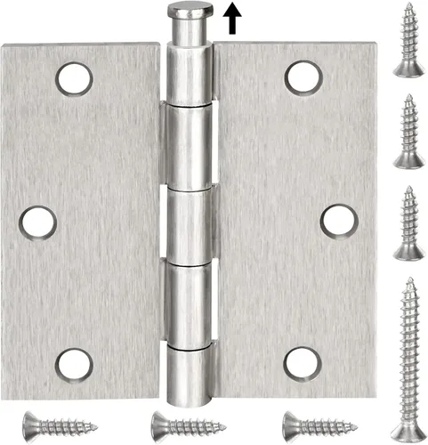 Miniatura 9 de TICONN Paquete de 6 bisagras de puerta de 3.5 pulgadas con pasador extraíble, herrajes para puertas residenciales bifold de hierro de 3-1/2 x 3-1/2