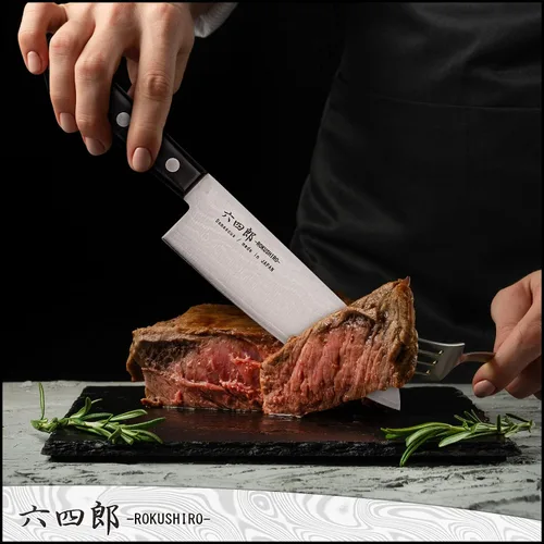 Miniatura 5 de Santoku Cuchillo de cocina martillado de damasco VG10 de 6.7 pulgadas, 37 capas, hoja forjada de acero inoxidable de alto carbono