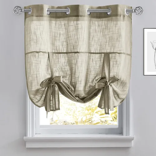 Miniatura 18 de Pony Dance Cortinas de ventana de baño, pantalla con lazo para dormitorio, filtro de luz, semitransparente, cortinas romanas elegantes para Blanco