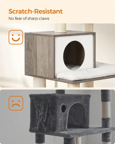 Miniatura 8 de Feandrea Árbol para gatos, torre moderna de 54.3 pulgadas para gatos de interior, condominio para gatos de varios niveles, felpa ultrasuave, postes
