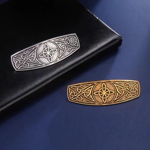 Miniatura 5 de TEAMER Clip de pelo de nudo celta vintage de moda, diseño de pasadores de metal, accesorios para el cabello con nudo de brujas grabadas para mujeres