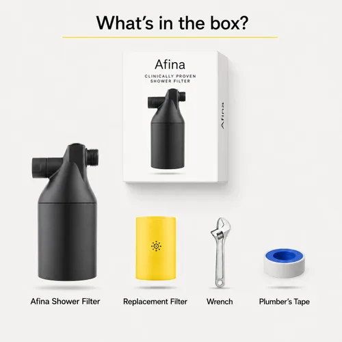 Miniatura 8 de Filtro de ducha Afina para agua dura - Elimina el 99% del cloro, sustancias nocivas y metales pesados - Mejora tu piel y cabello (Negro) Reduce