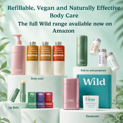 Miniatura 9 de Wild - Kit de inicio recargable de desodorante con estuche de agua y recarga perfumada de pomelo rosa y lima 1.4oz - Sin aluminio - Protección