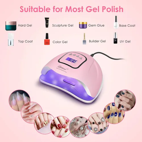 Miniatura 4 de Lámpara de uñas de gel UV, secador de uñas UV de 150 W, luz LED para esmalte de gel, 4 temporizadores, accesorios profesionales para arte de uñas