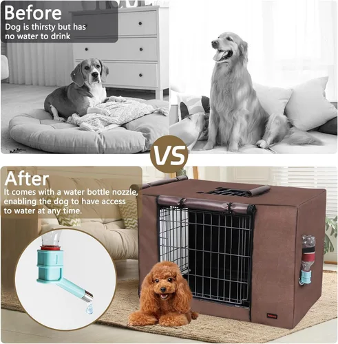 Miniatura 4 de Funda para jaula de perro de 30 pulgadas, funda impermeable para perrera de tres puertas, fundas de tela Oxford 600D con una boquilla para botella