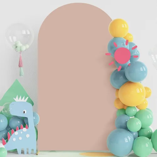 Miniatura 4 de Fomcet Cubierta de Arco de Boda de 7.2 Pies Color Nude Tela de Spandex Ajustada de 2 Lados Cubierta de Fondo de Arco Cubierta de Arco de Tela