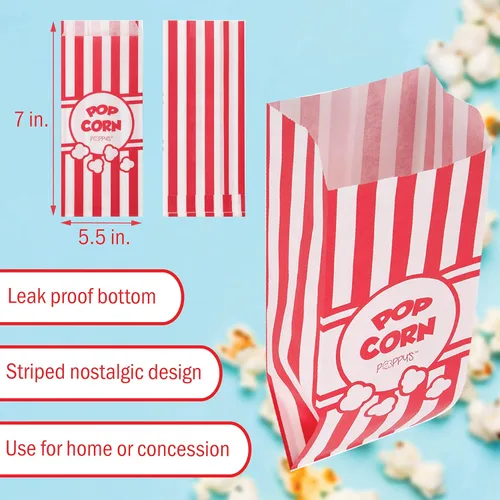 Miniatura 3 de Bolsas de papel para palomitas de maíz Poppy's - 200 bolsas de 1oz de grado de concesión, accesorios para máquinas de palomitas para bares