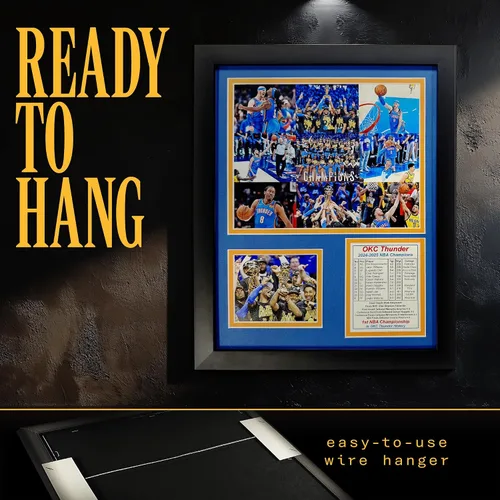 Miniatura 6 de Oklahoma City Thunder (OKC) 2024-2025 NBA Finals Champions Recuerdos coleccionables de baloncesto Imagen enmarcada y regalo de collage de fotos