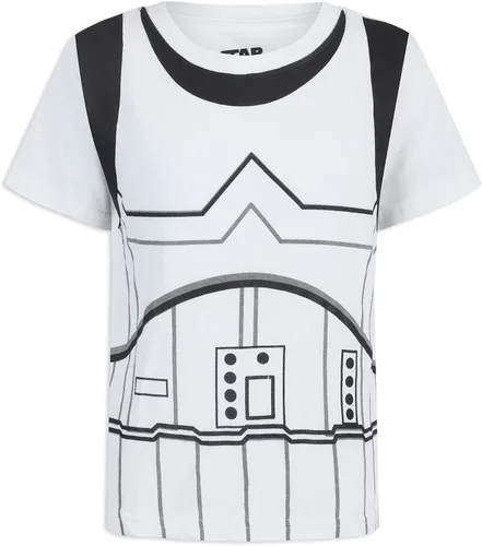 Miniatura 2 de STAR WARS Darth Vander, Stormtrooper, Grogu - Conjunto de camiseta y pantalón corto para niños pequeños - BeigeNegroBlanco