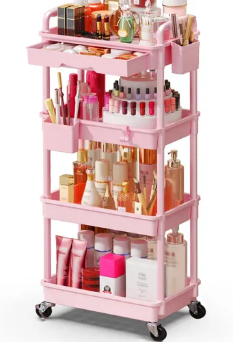 Miniatura 16 de SUNALLY Organizador de Carrito de Maquillaje con Cajones, Organizadores de Cuidado de la Piel de Piso Organizador de Almacenamiento de Tocador