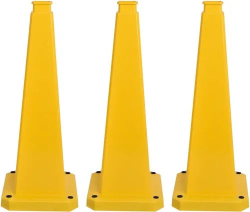 Miniatura 14 de Conos de precaución de 26.5 pulgadas, letreros de seguridad visibles de 4 lados con base de goma pesada, advertencia para prevención de resbalones