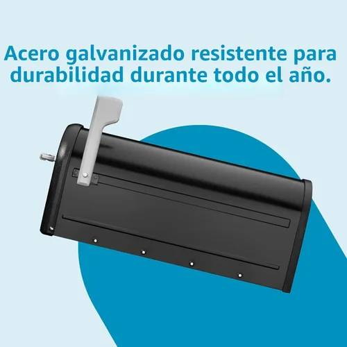 Miniatura 8 de Architectural Mailboxes Chadwick Buzón de correo de montaje en poste de acero galvanizado, 8950B-10, color negro, capacidad media